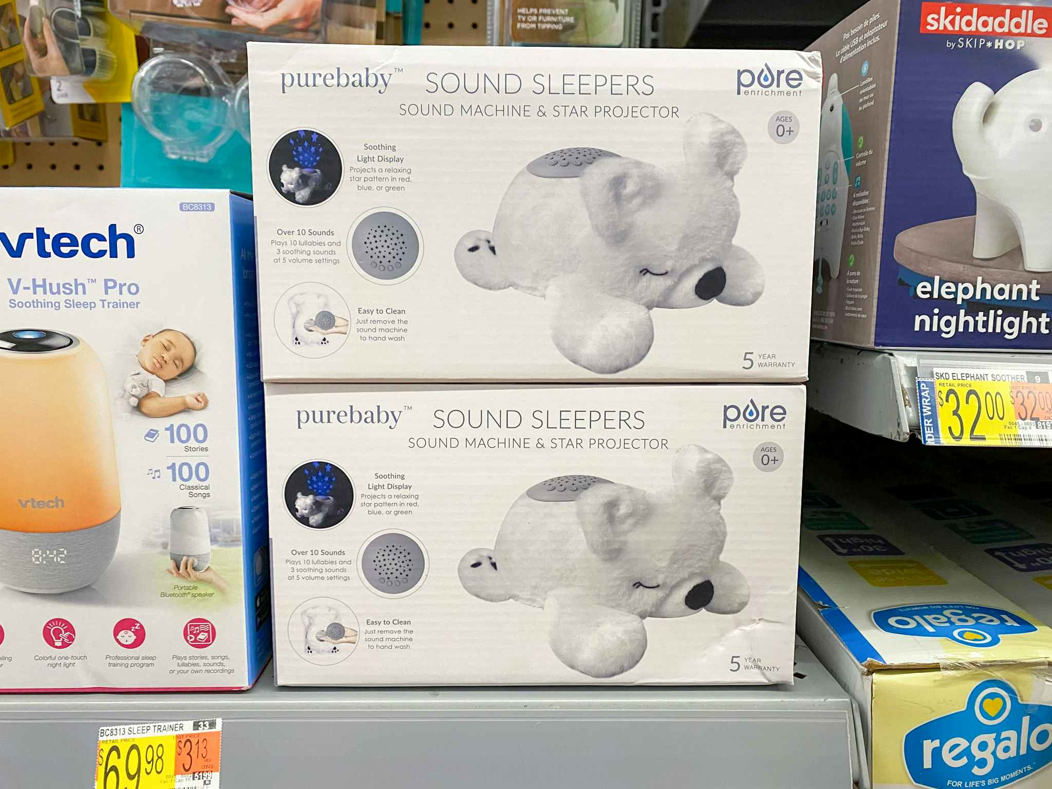 walmart purebaby sound machine and star projector on shelf