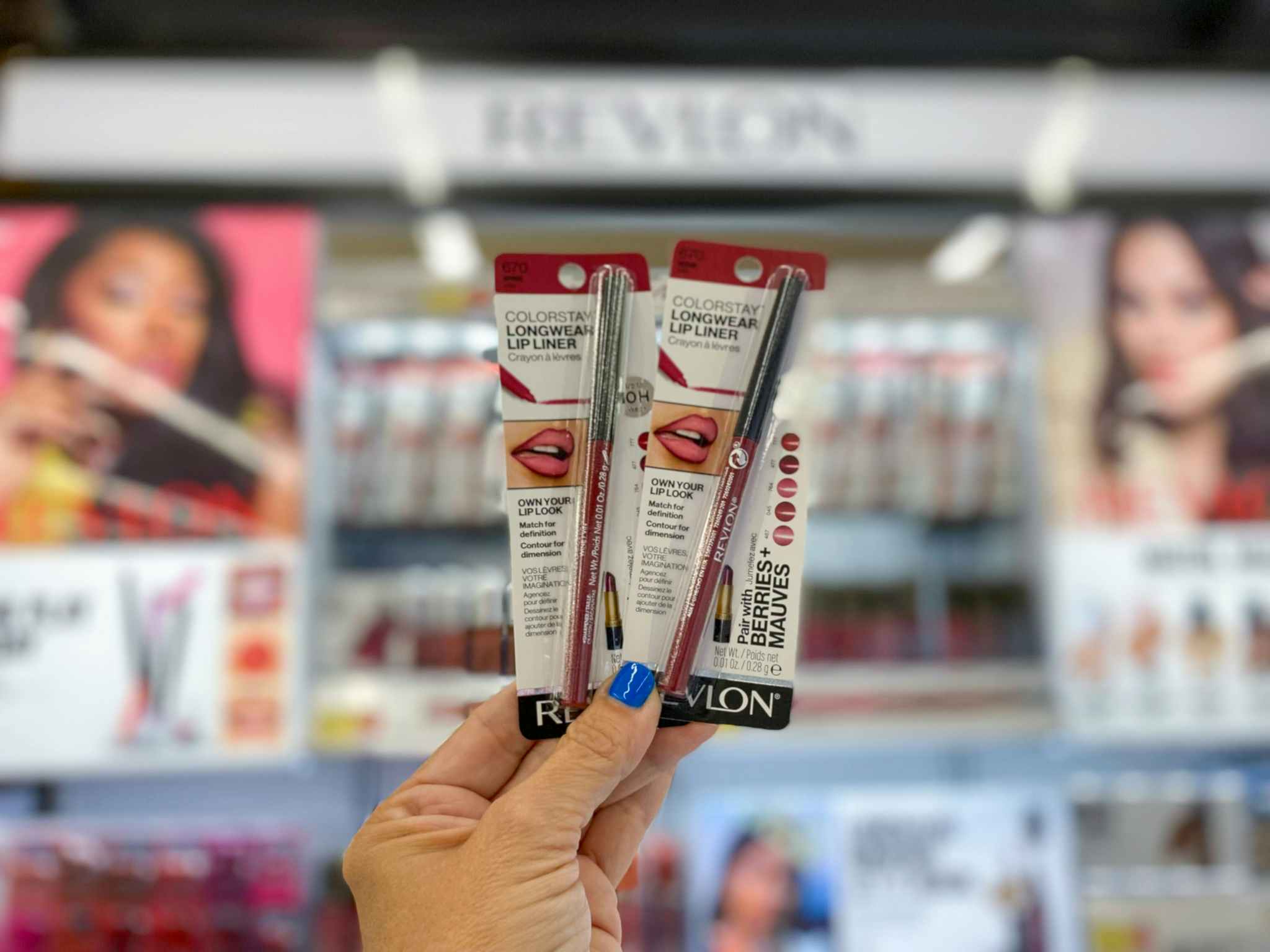 walmart revlon colorstay lip liner hand holding