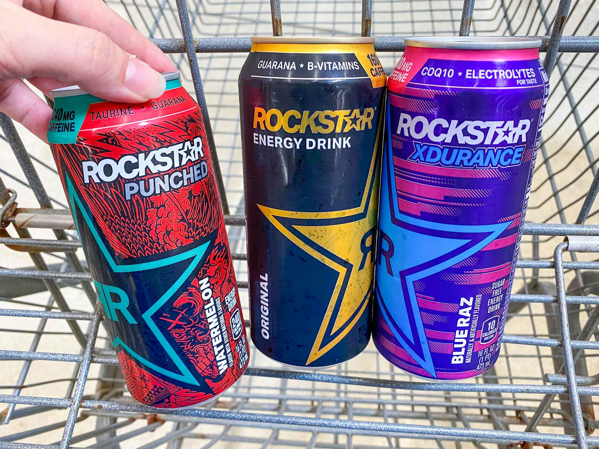 Rock Star Energy Drinks in Walmart shopping cart