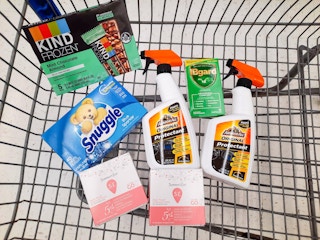 Armor All, Summer's Eve, Ibgurd, Snuggle, and Kind products in Walmart shopping cart
