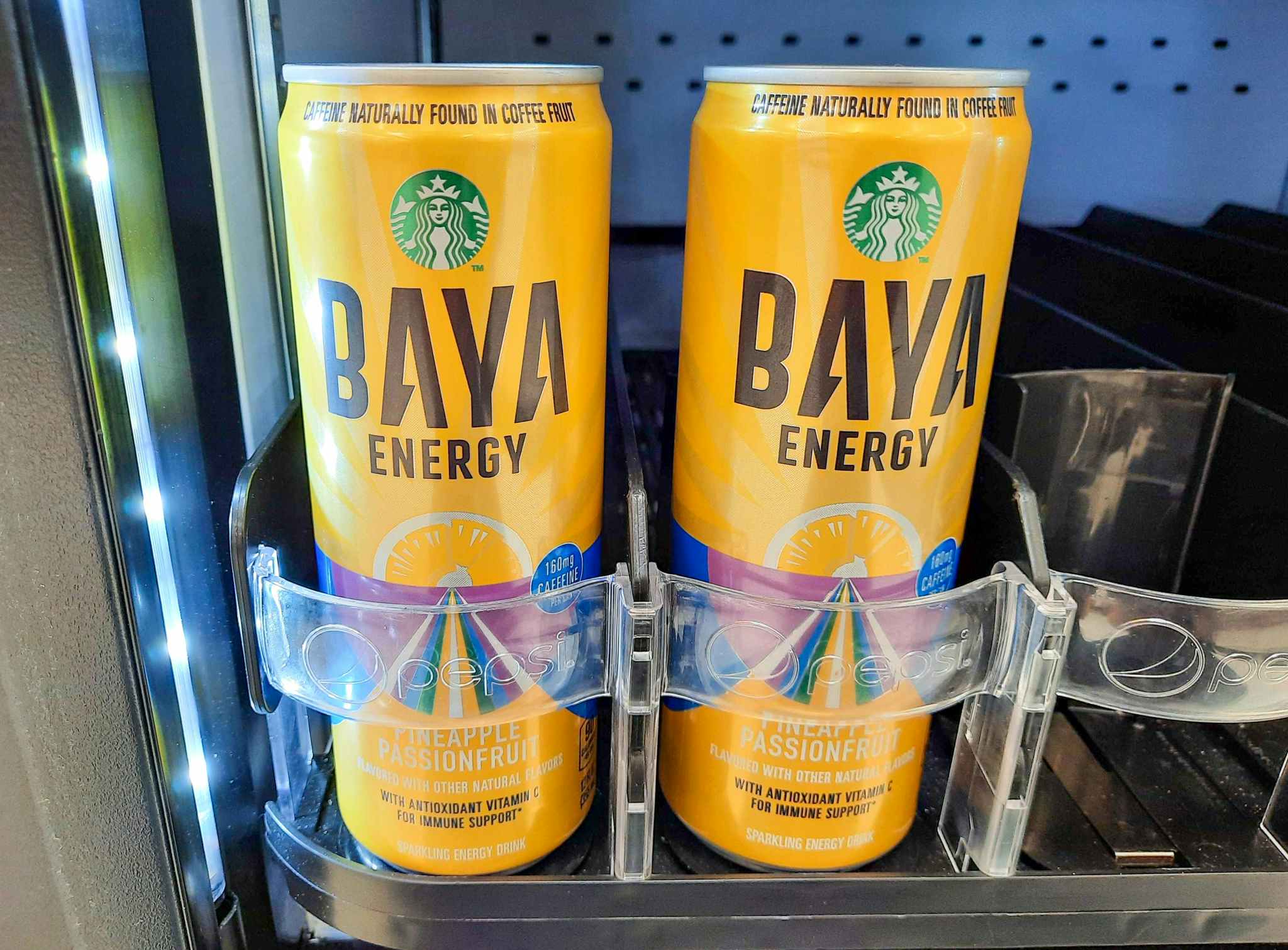Starbucks Baya Energy inside drink cooler at Walmart