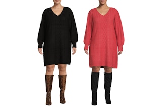 walmart-terra-and-sky-puff-sleeve-sweater-dress-2022