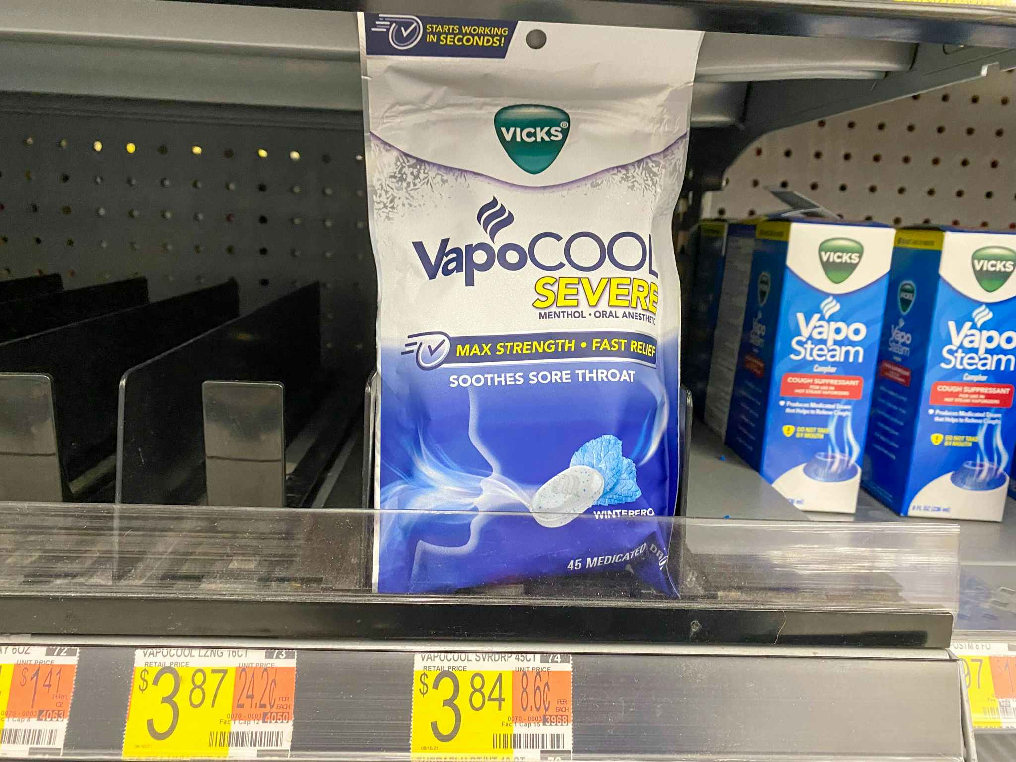 walmart vicks vapocool cough drops on shelf