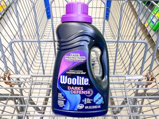 Wolite Darks Defense Liquid Laundry Detergent in Walmart shopping cart