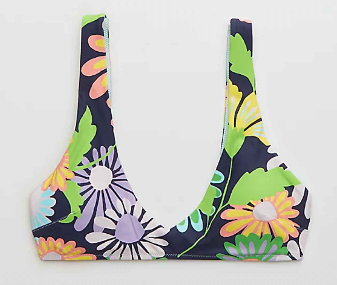 a black floral swimsuit top