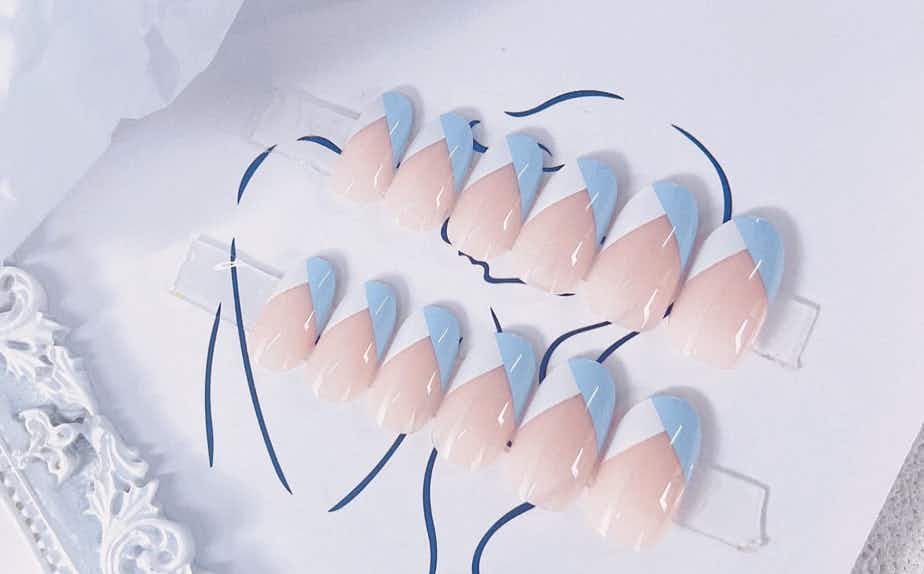 Press-on nails on a white surface