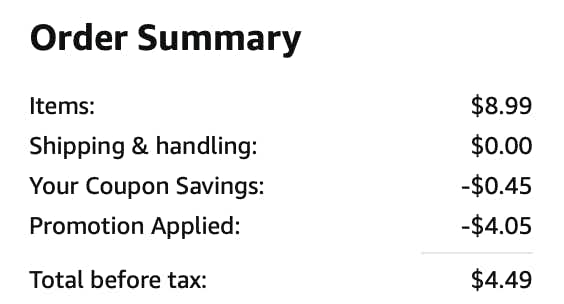 A screenshot of the total