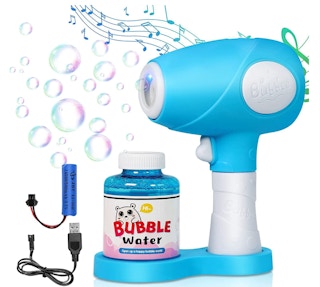 Blue bubble machine on a white background