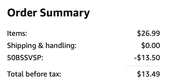 A screenshot of the total