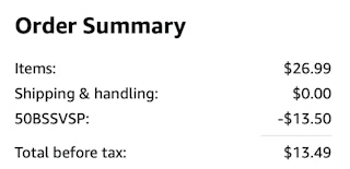 A screenshot of the total