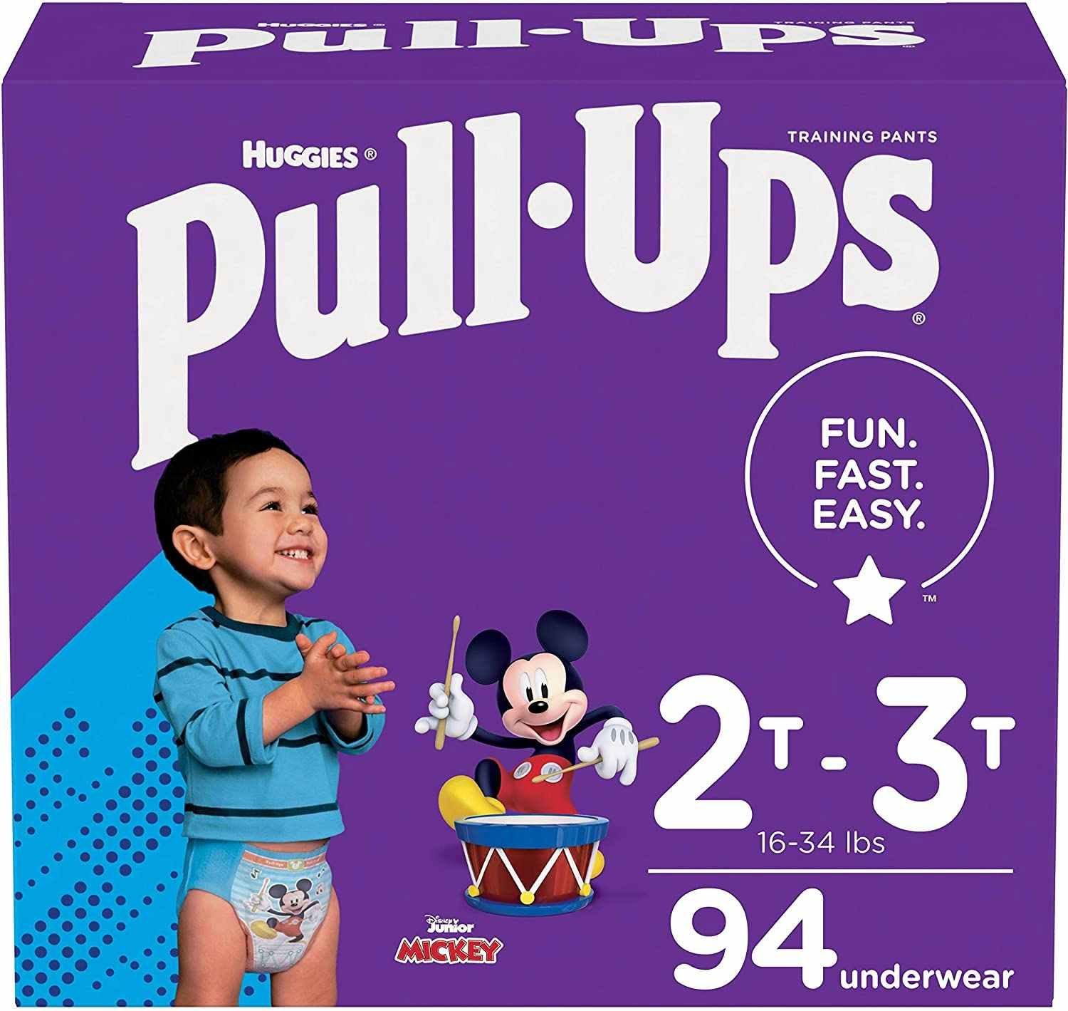 A package of Huggies Pull-Ups diapers.