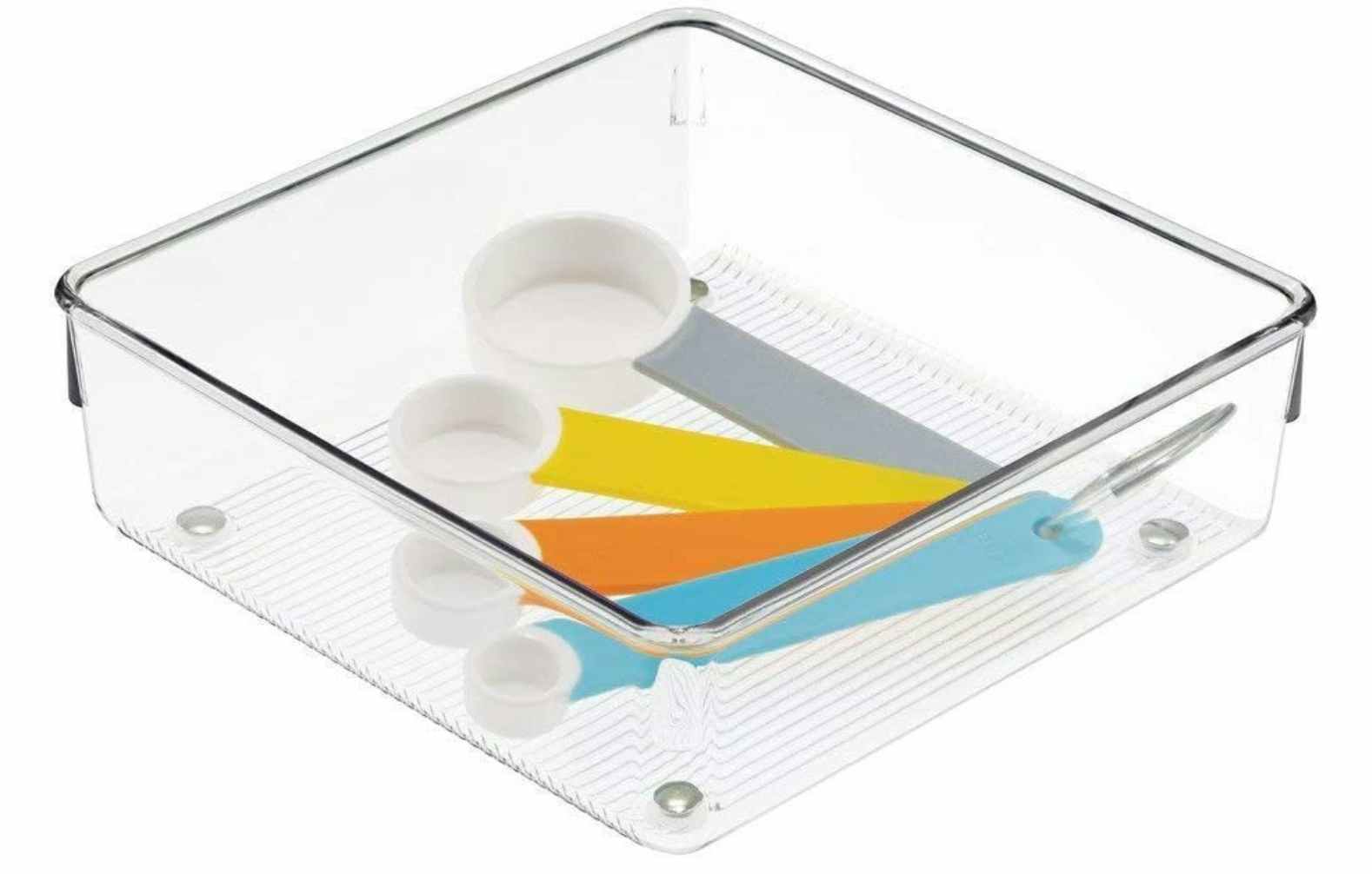 Clear organizer with measuring spoons