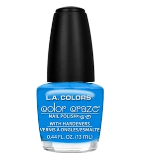 Blue nail polish on a white back ground