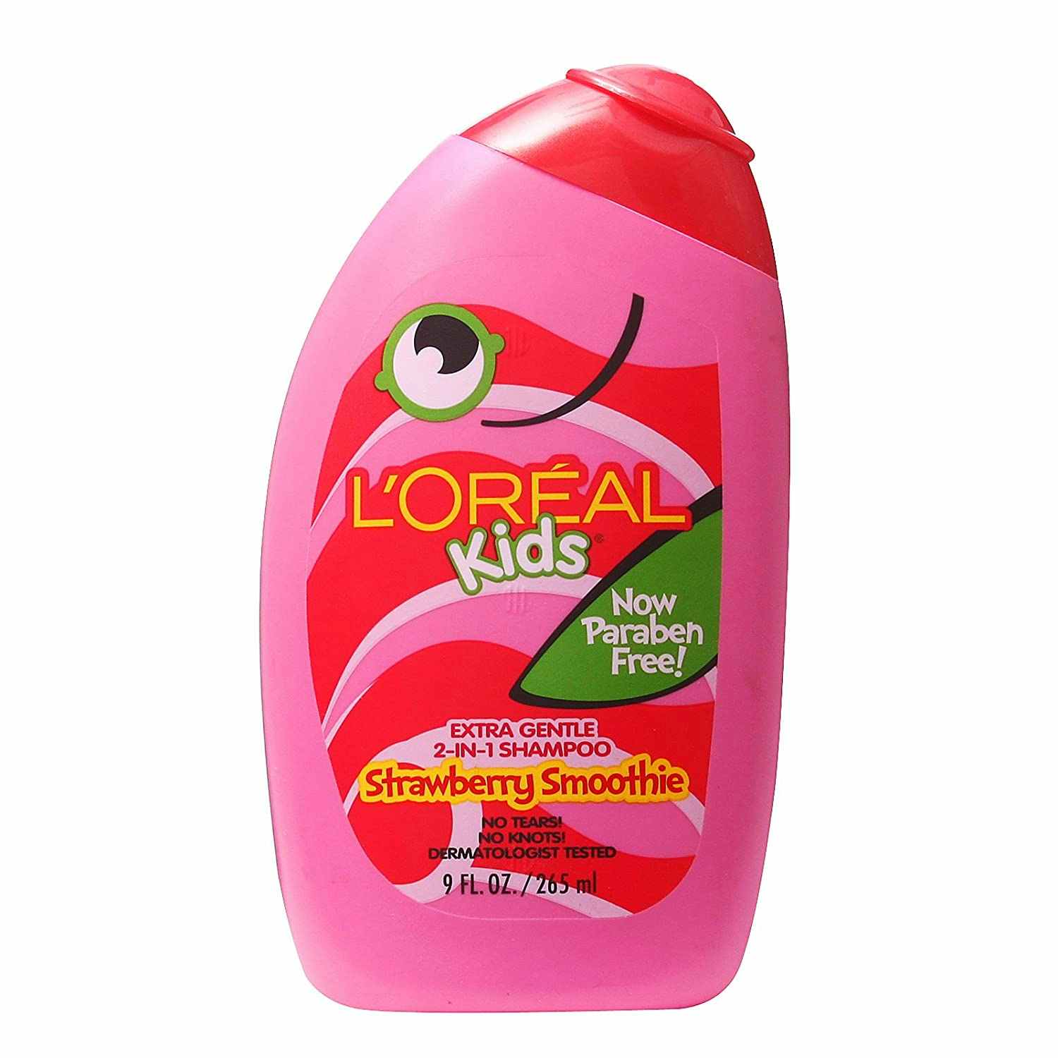 L'Oreal Kids pink shampoo bottle on white background