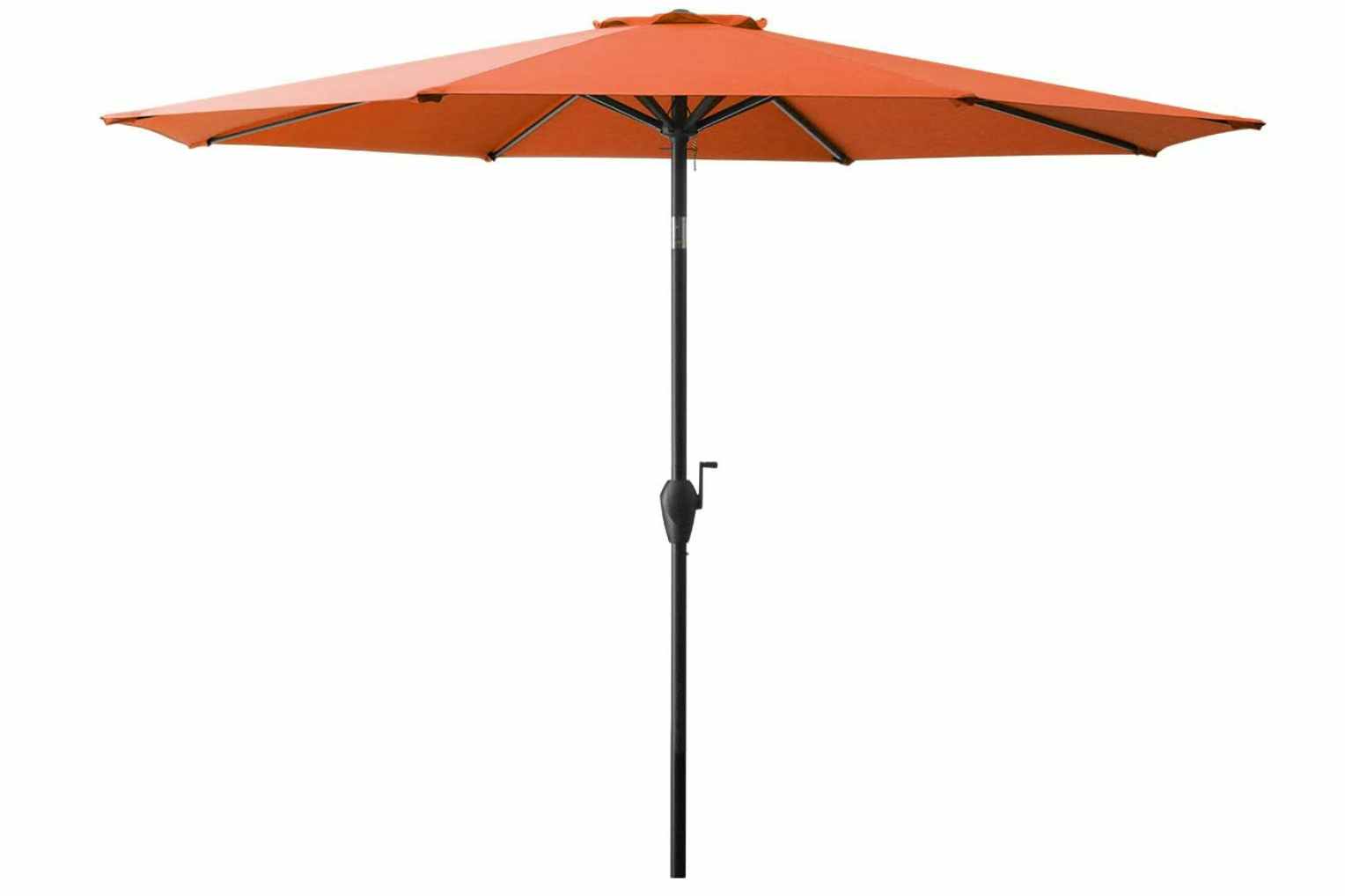 Orange patio umbrella on a white background
