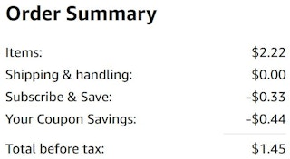 An Amazon order summary ending in $1.45.