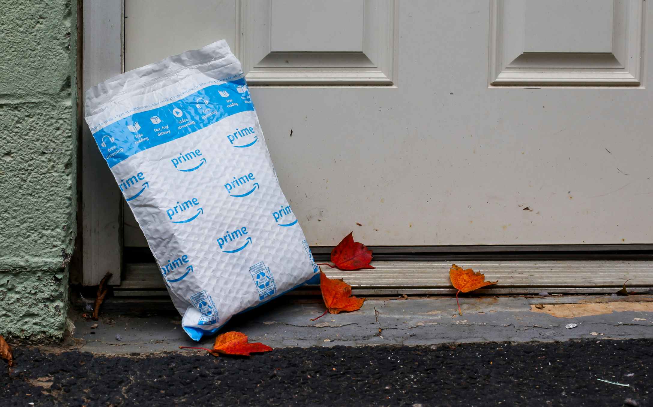 Prime parcel on a doorstep during Amazon Prime Fall sale.