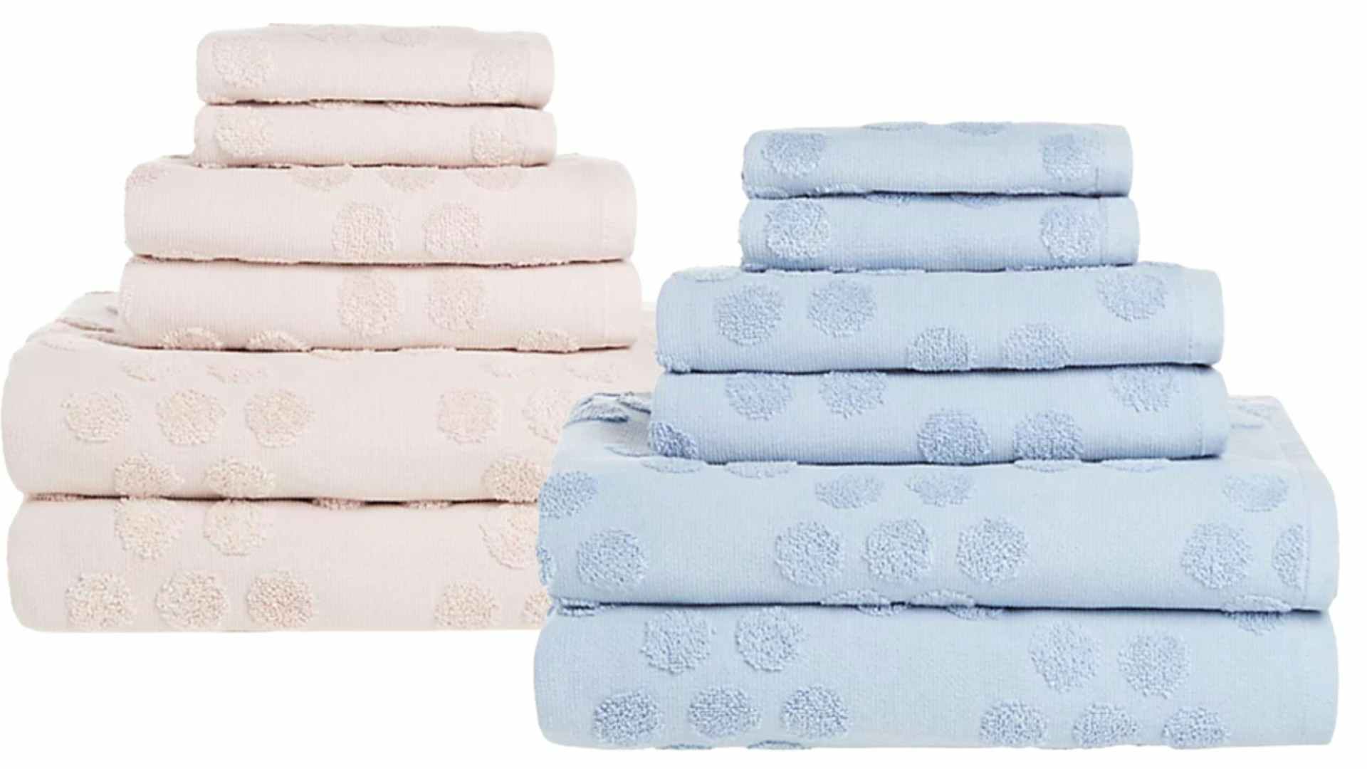 6 piece towel sets from bed bath & beyond in pink and blue