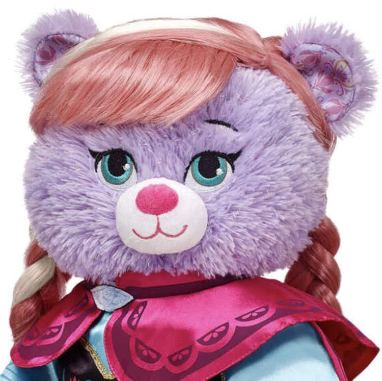 a build a bear wearing an Anna wig