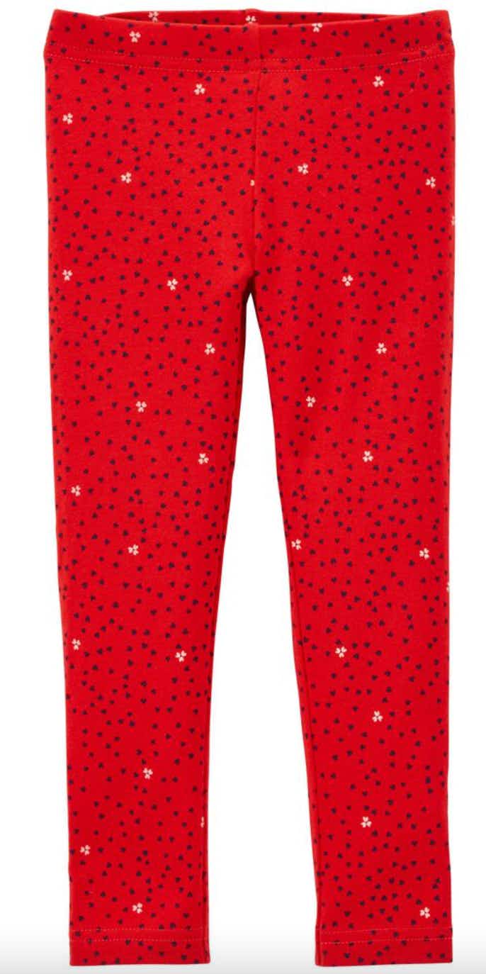 baby red leggings with hearts