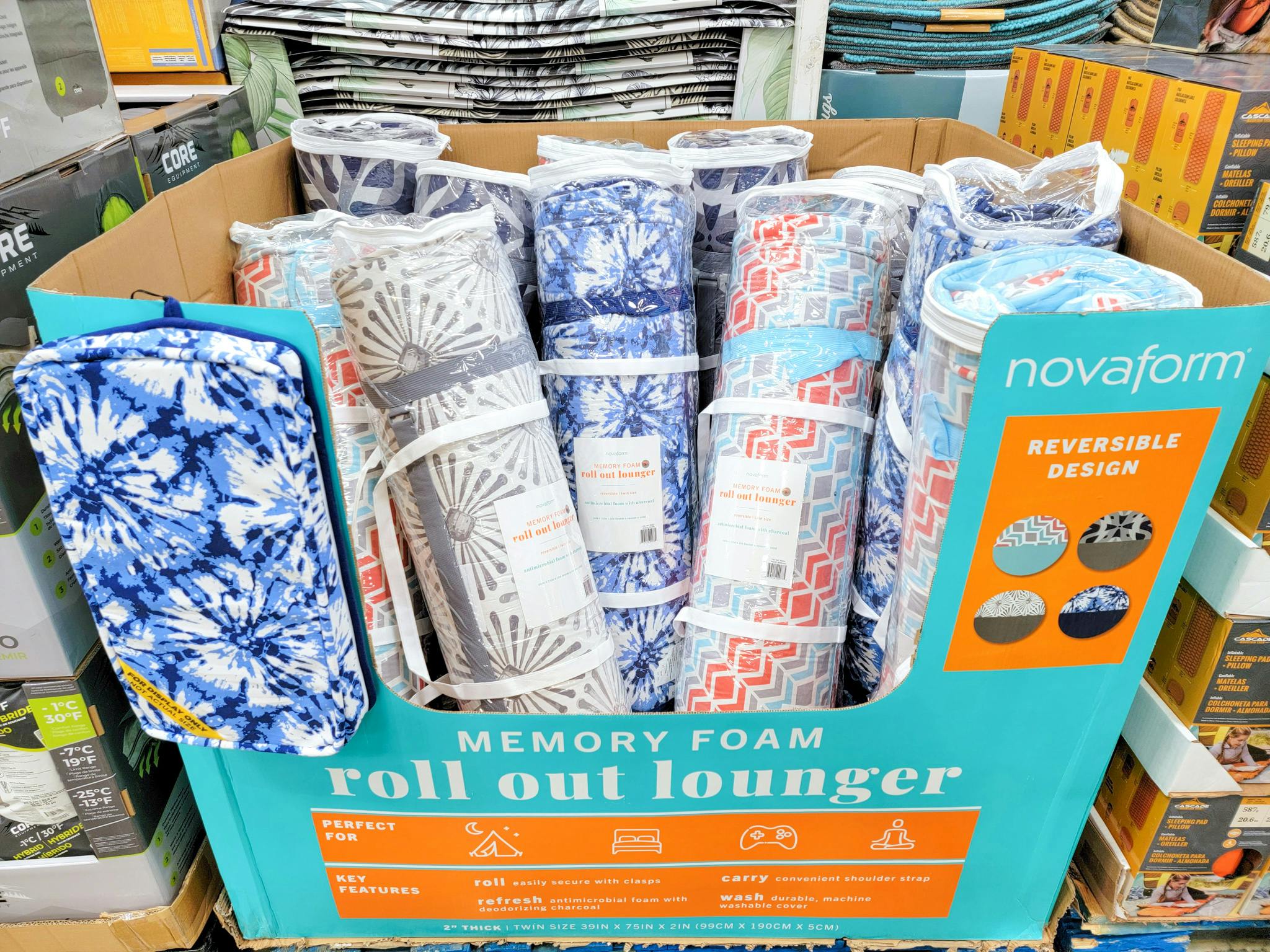 memory foam roll out loungers