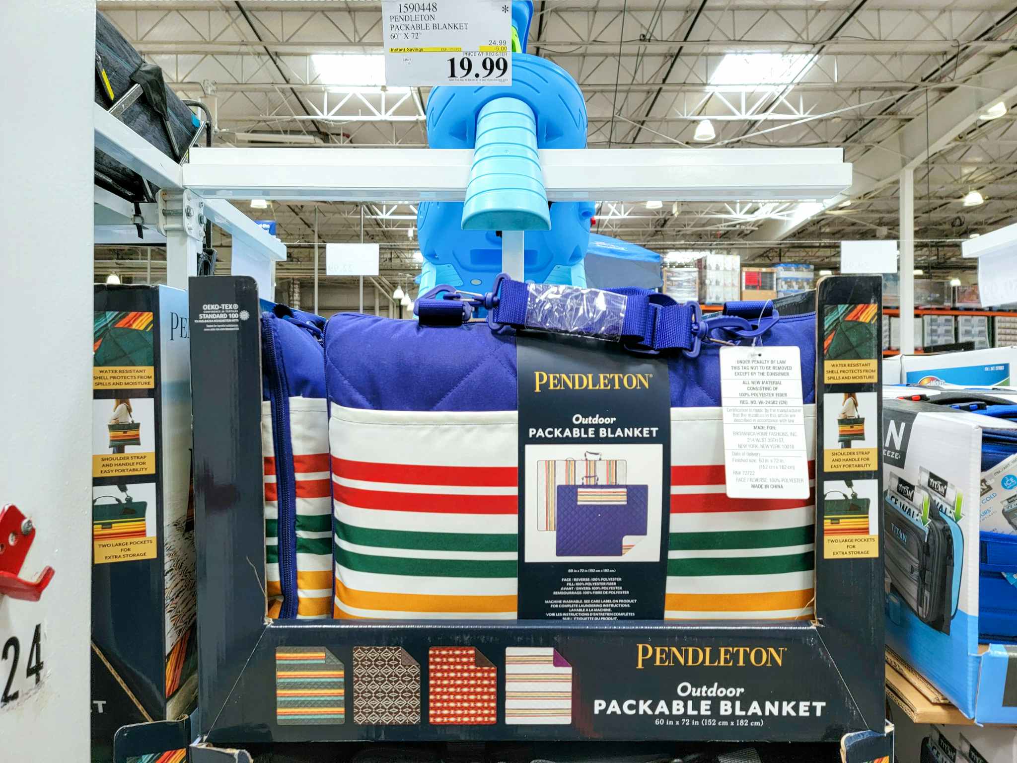 striped packable outdoor blanket