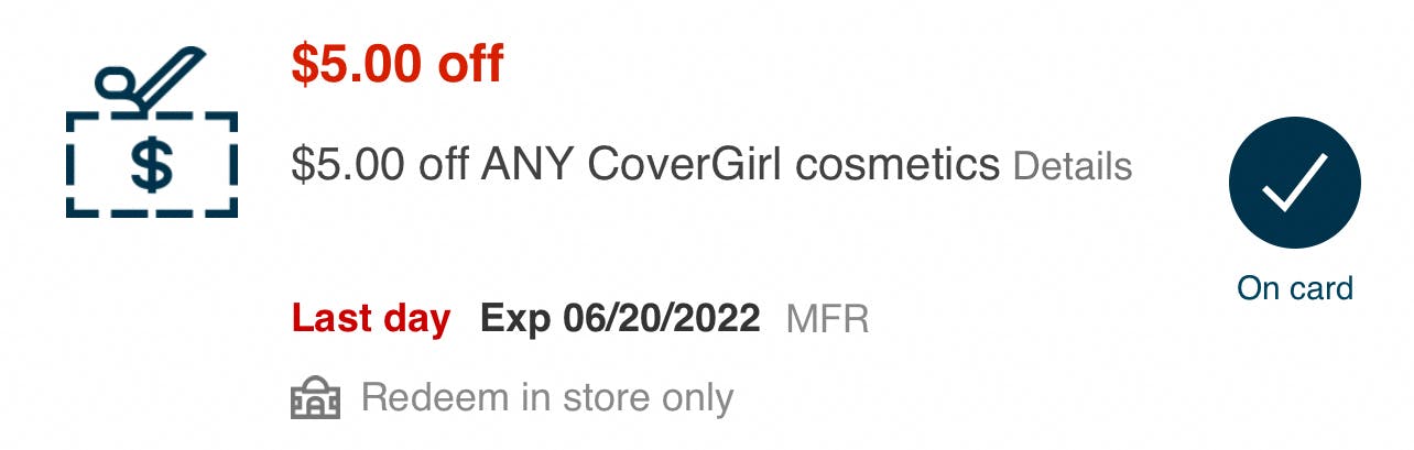 covergirl store coupon screenshot
