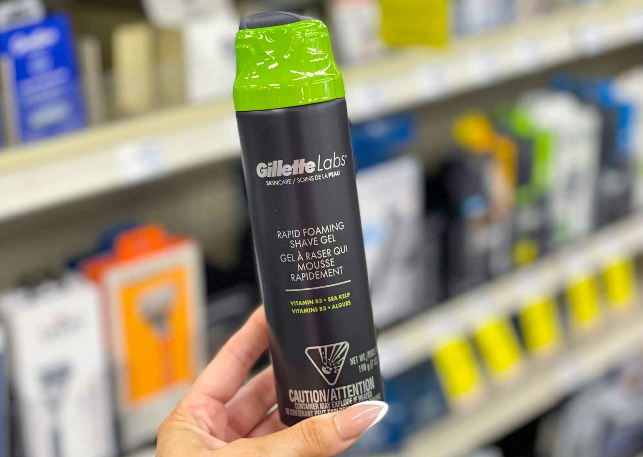 gillettelabs shave cream held in hand
