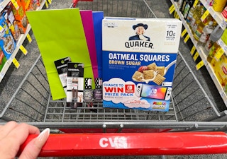 covergirl and quaker shopping haul in cvs cart
