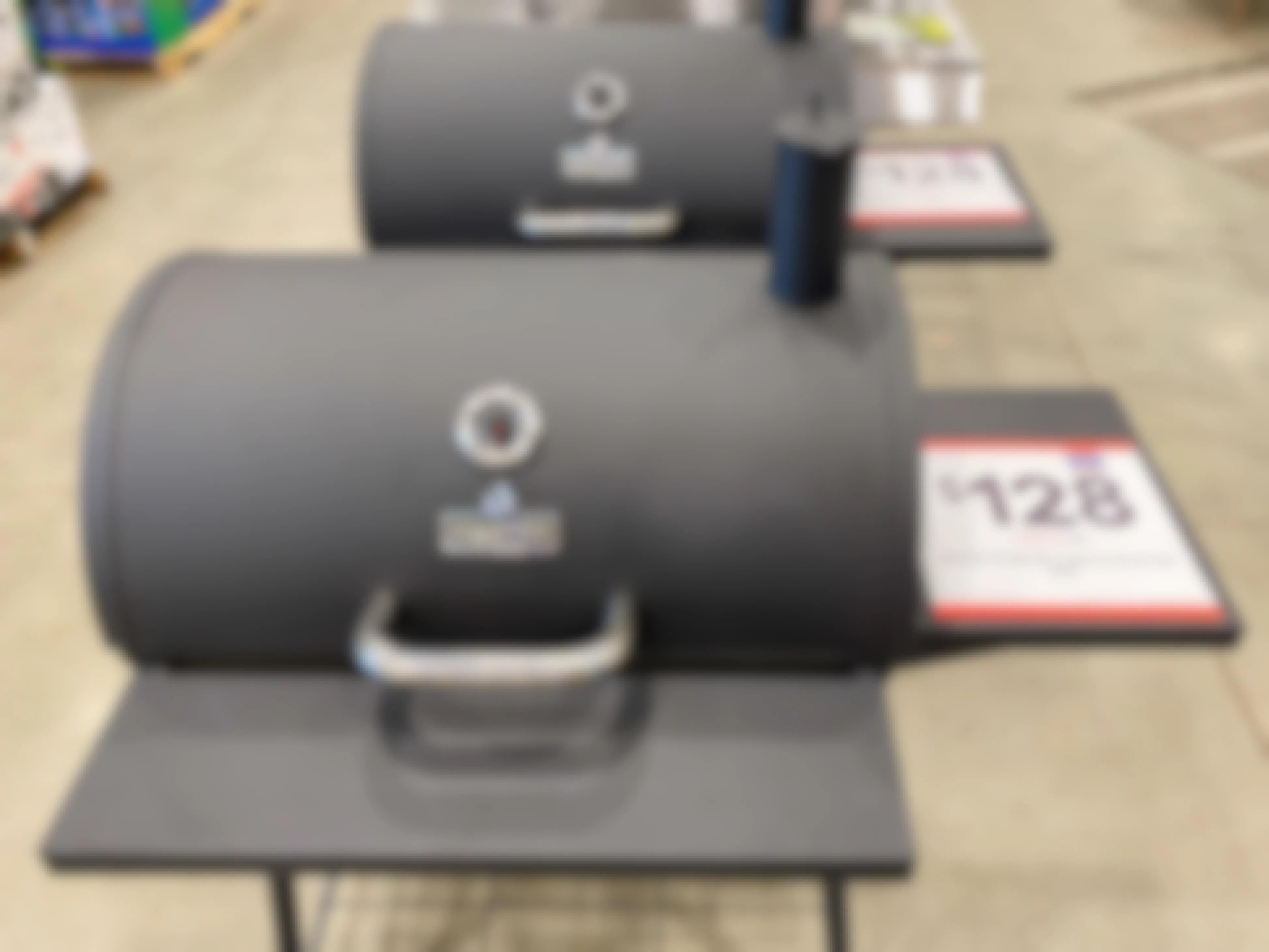close shot of charcoal grill on display at Lowe's