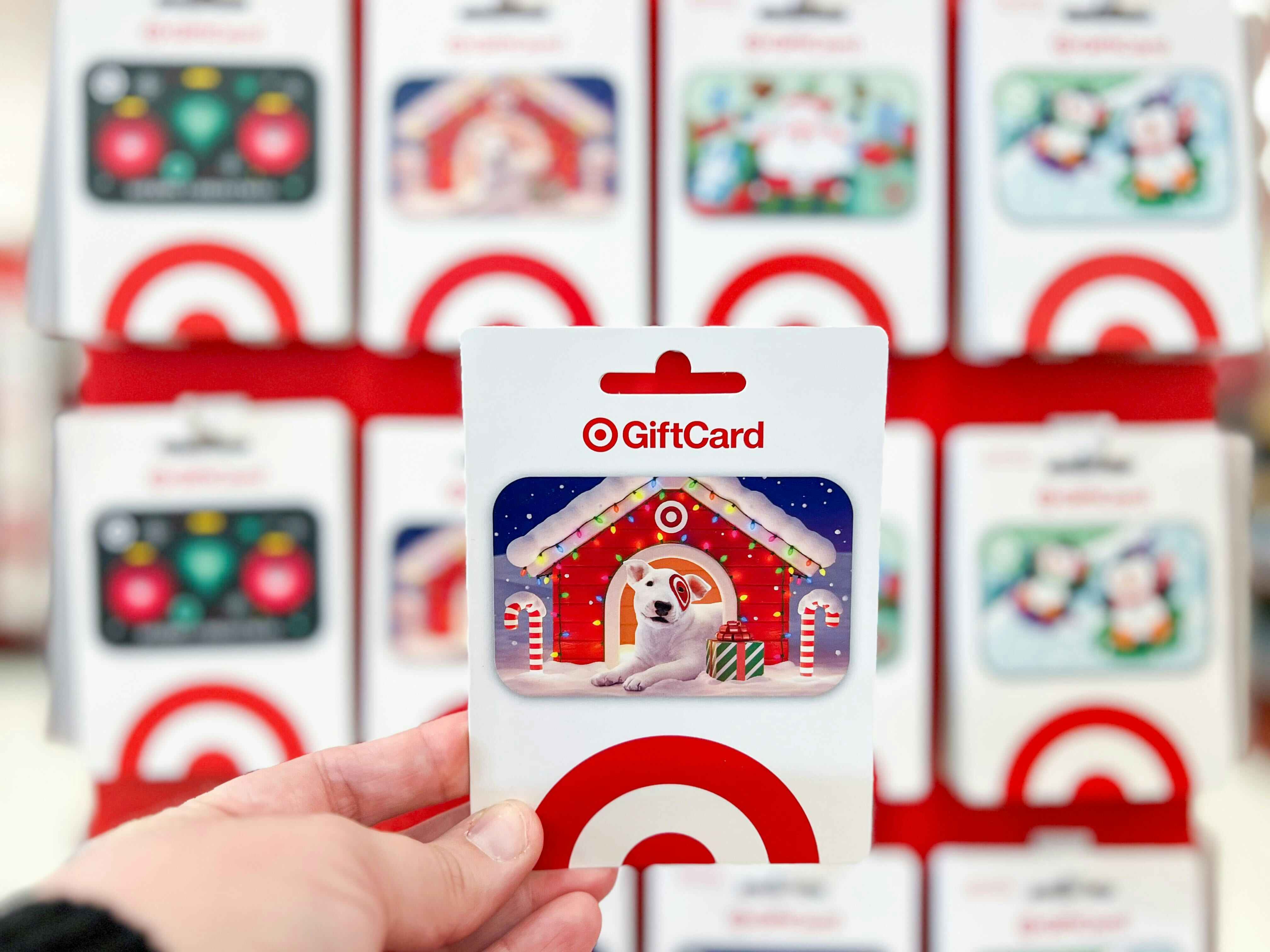Hand holding an individual target gift card