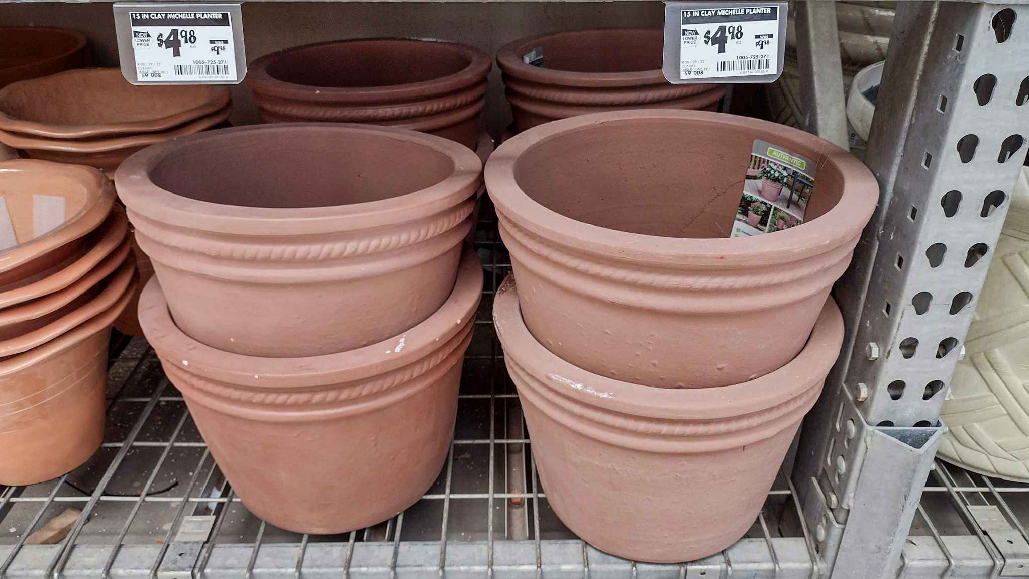 southern patio terra cotta planter on shelf at home depot