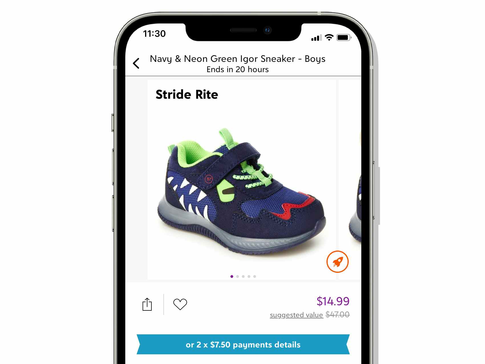 screenshot of boys stride rite kids shoes on sale on zulily app