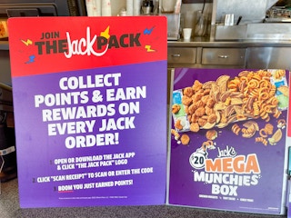 the jack pack rewards signage in store
