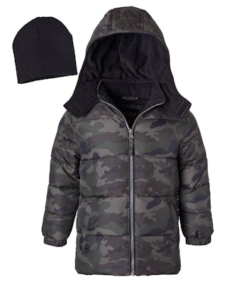 kohls forest green camo hooded puffer coat beanie stock image 2022 1655751189 1655751189