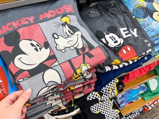 graphic tees on shelves