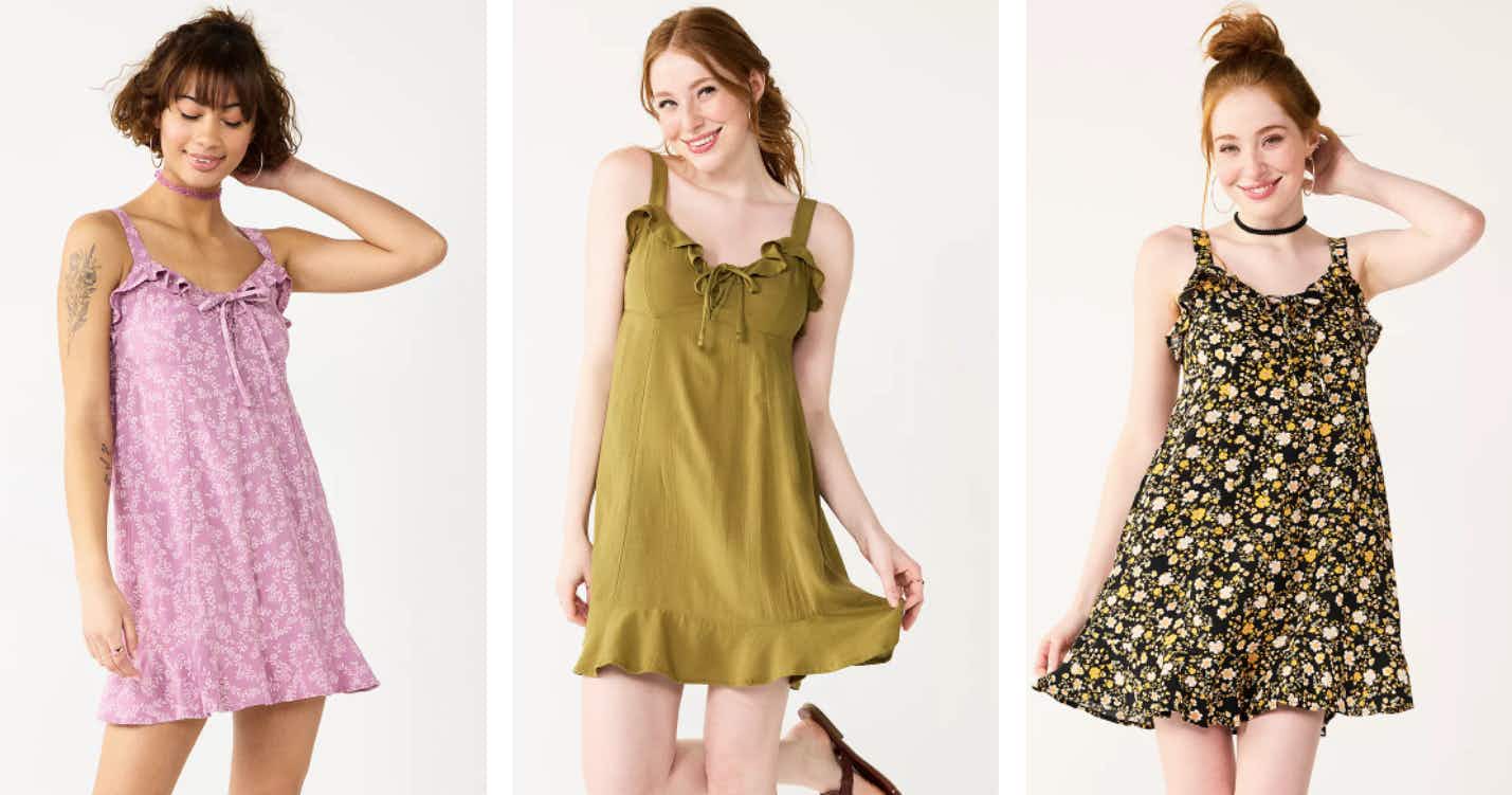 SO Ruffled Front Lace Up Mini Dress