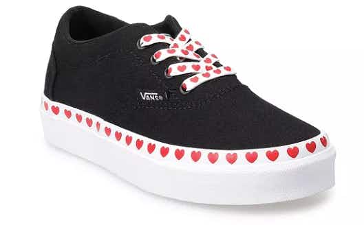 black vans with red hearts