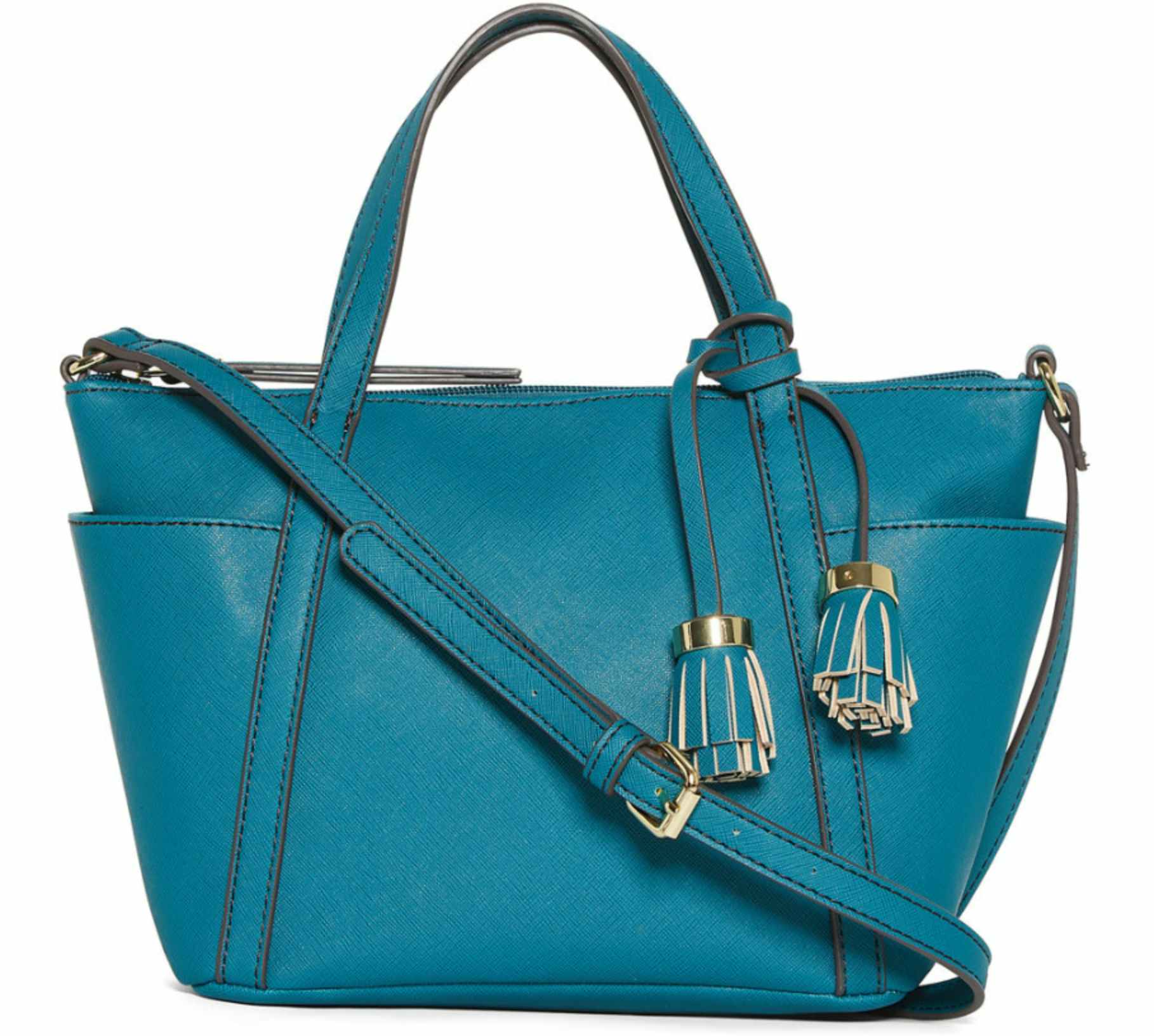 a teal crossbody tote purse