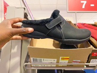 Clarks Black Slip on fur-lined Clogs on Clearance