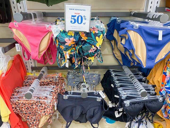swimsuits on hangers