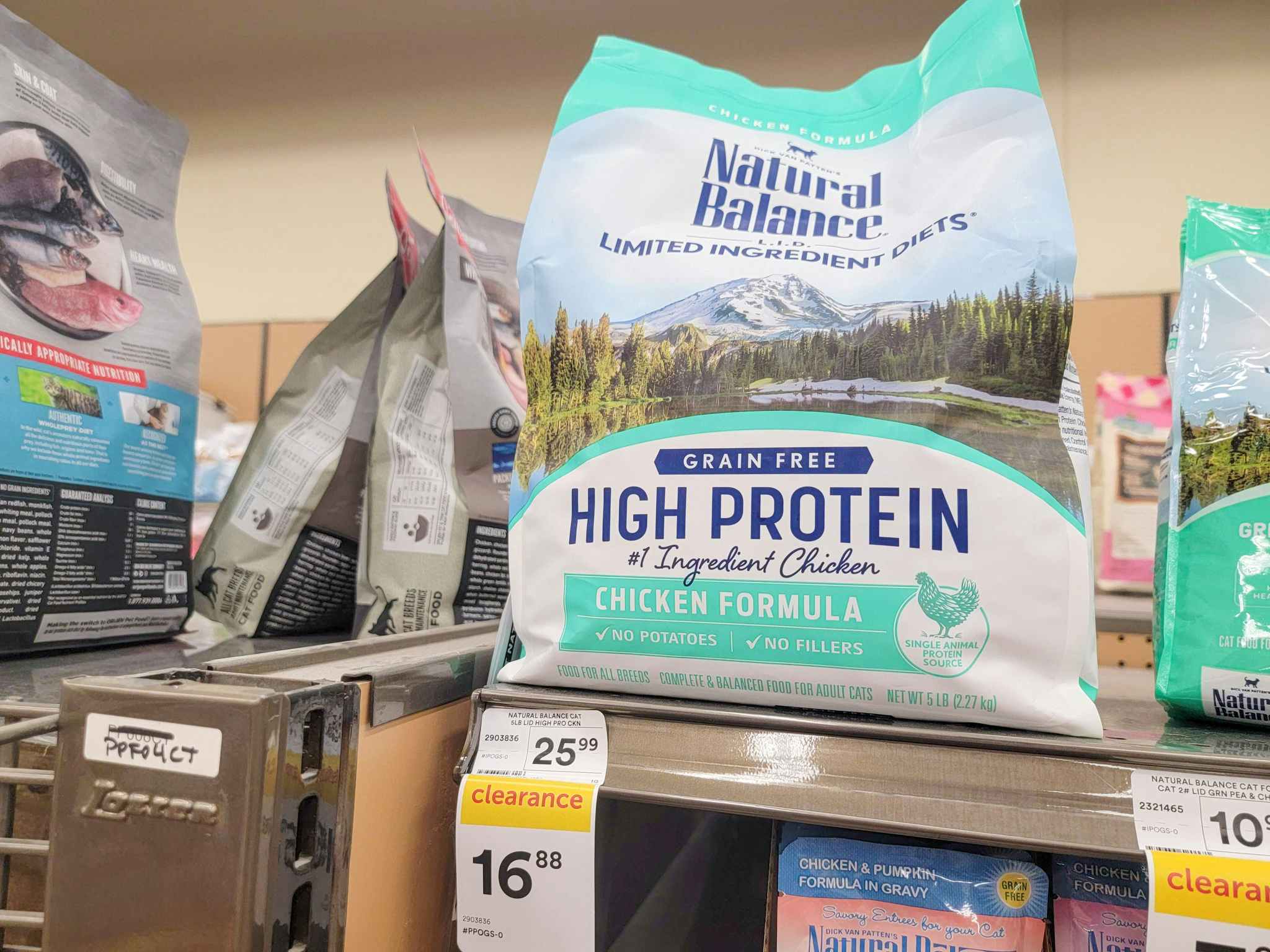 bag of natural balance cat food on the shelf