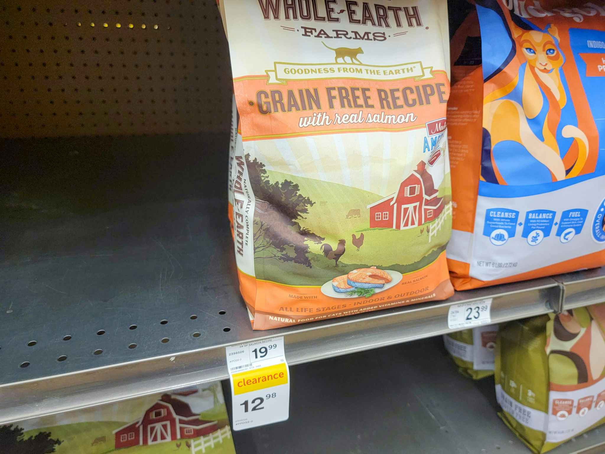 bag of whole earth farms cat food on the shelf