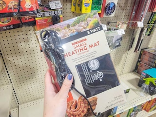 hand holding a small reptile heating mat