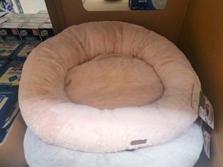 large pink donut dog bed