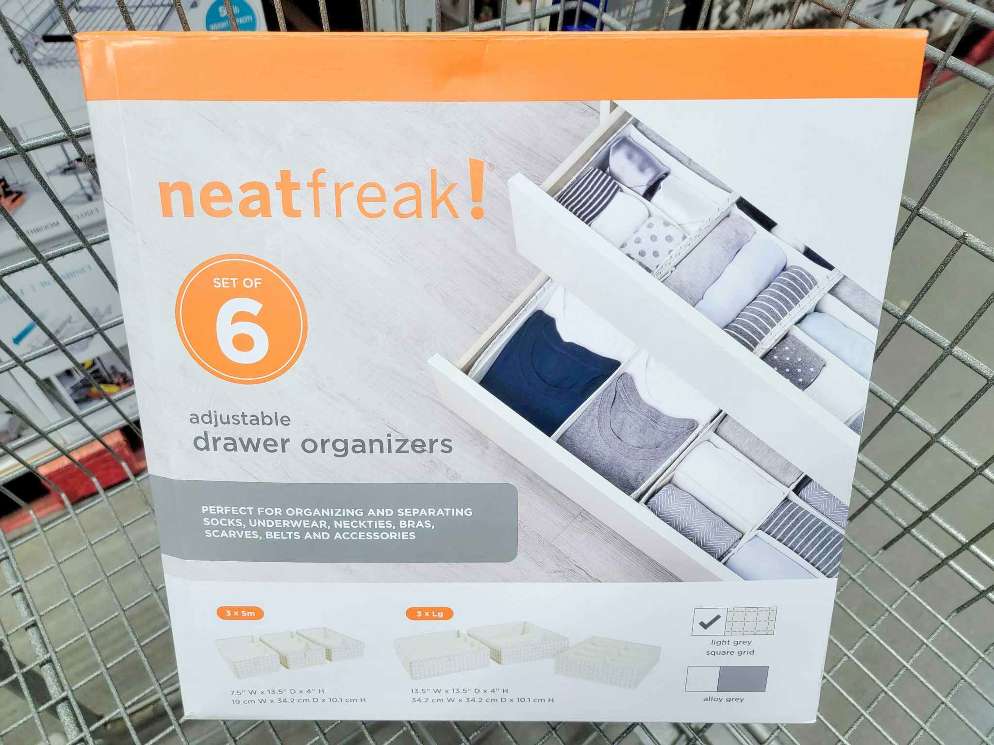 set of 6 drawer organizers in the cart