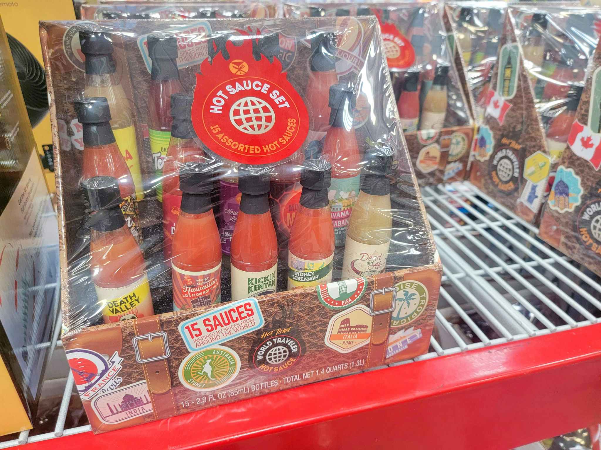 hot sauce gift set with 15 bottles of sauces