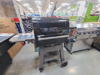 a black pellet grill