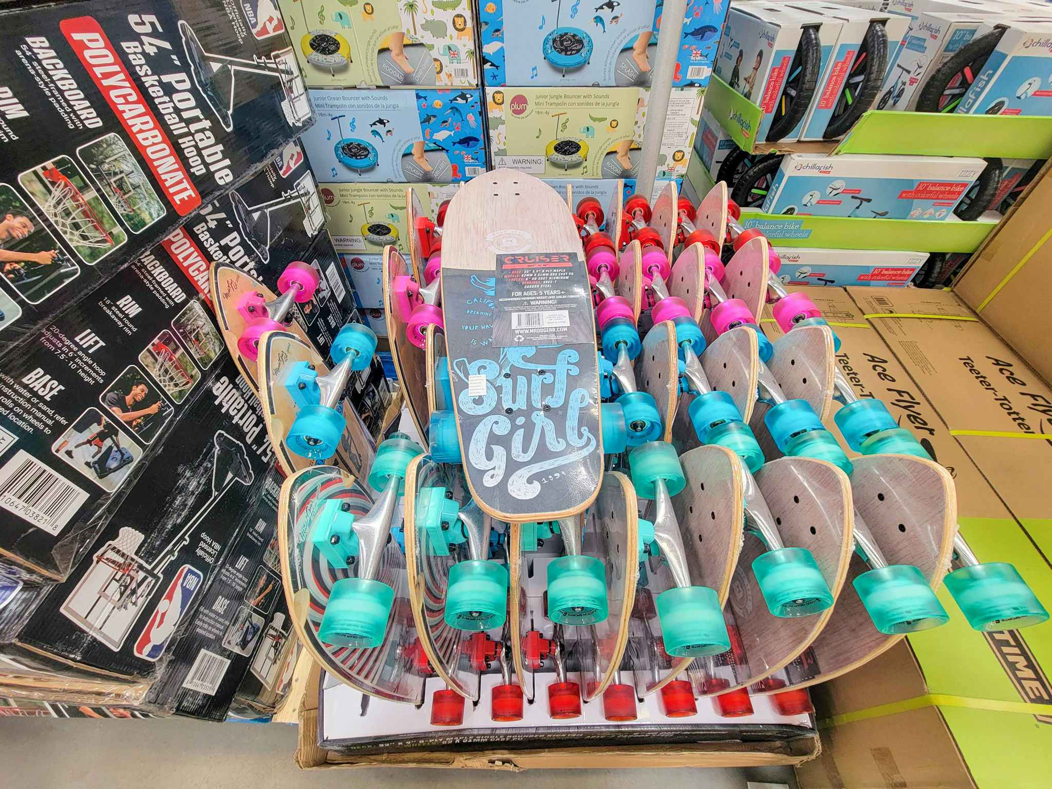 display of skateboards 