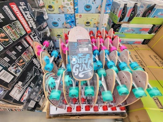 display of skateboards 